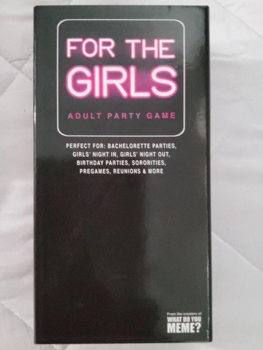 For The Girls Adult Party Game - Black with Pink Text